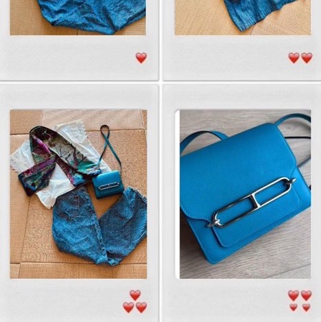 ❤️ 愛🐎人要能「裝」的小可愛/Hermès Roulis希臘藍小🐷包❤️-0