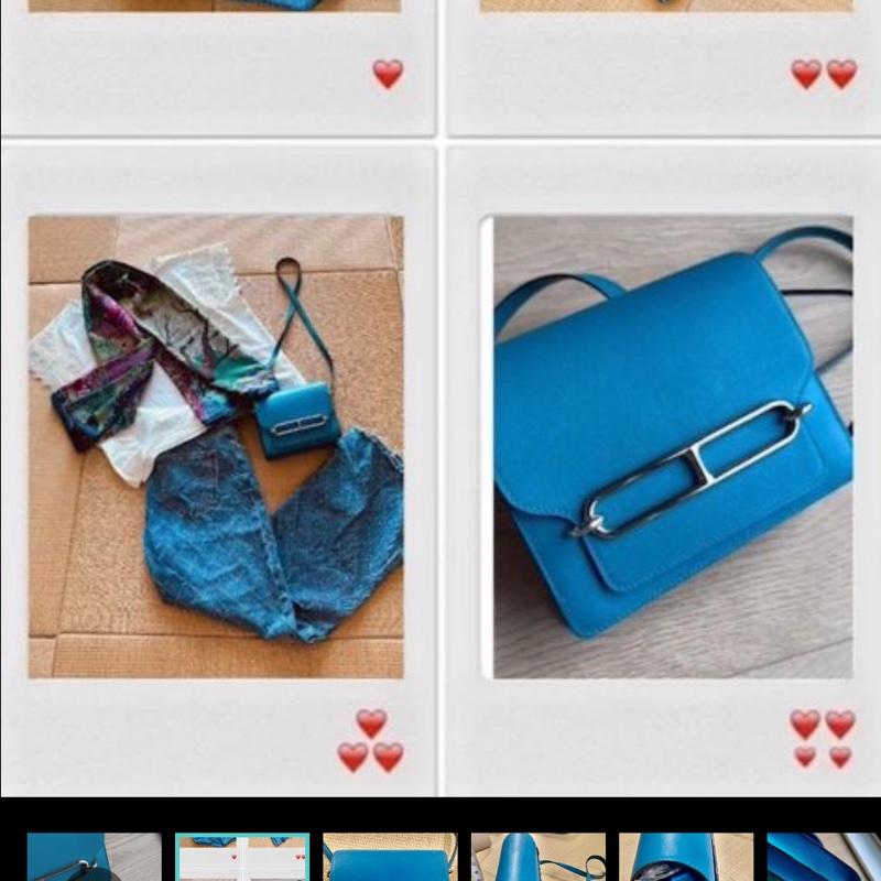 ❤️ 愛🐎人要能「裝」的小可愛/Hermès Roulis希臘藍小🐷包❤️-7