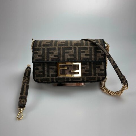 FENDI 老花法棍鍊條包MINI