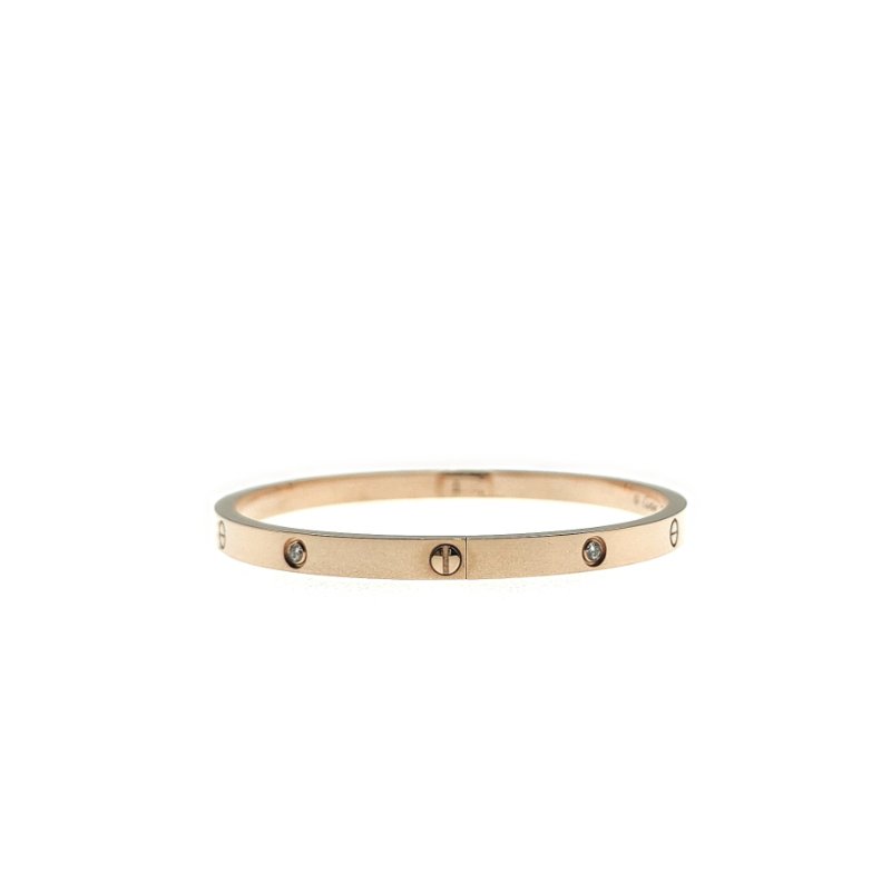 Cartier 卡地亞 love 18K玫瑰金 窄版6鑽石手環 Size 17 Bracelet-1