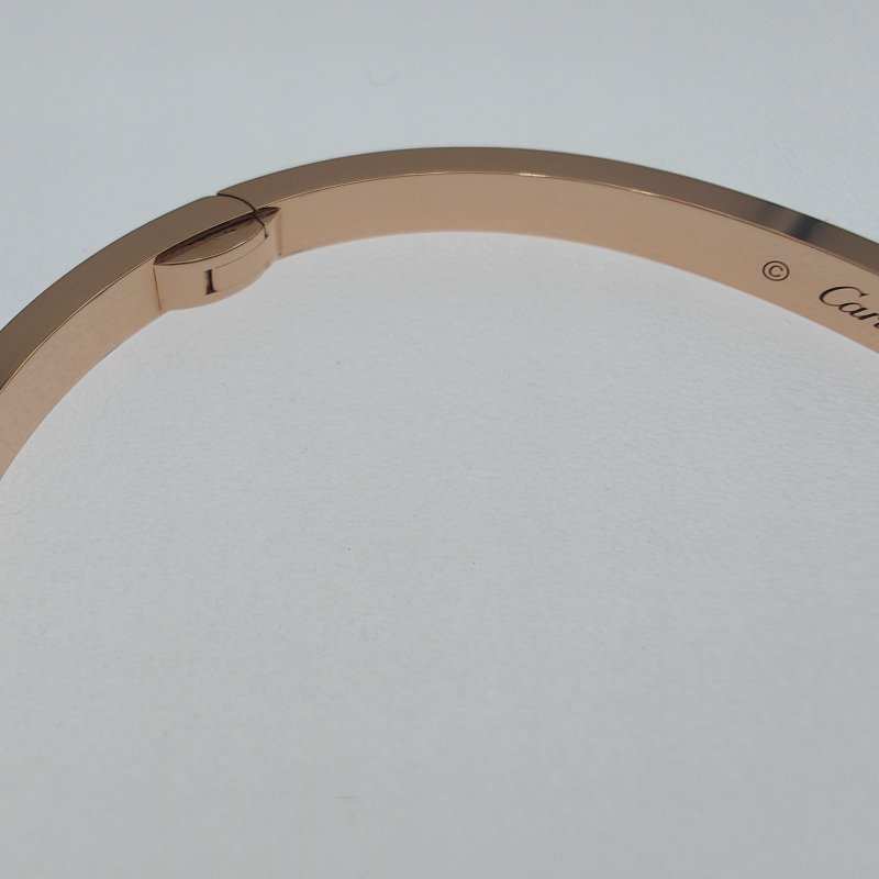 Cartier 卡地亞 love 18K玫瑰金 窄版6鑽石手環 Size 17 Bracelet-7