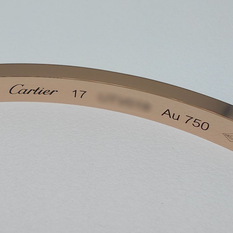 Cartier 卡地亞 love 18K玫瑰金 窄版6鑽石手環 Size 17 Bracelet-8