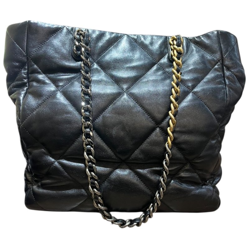 【美收精品】CHANEL黑色羊皮19托特包 4-858-1