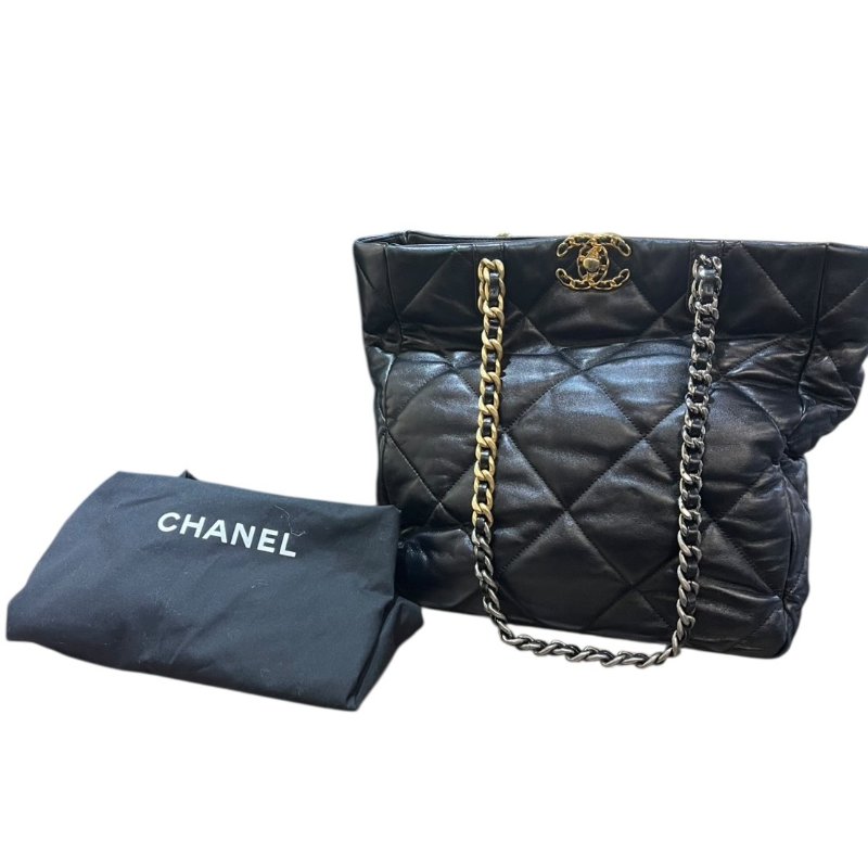 【美收精品】CHANEL黑色羊皮19托特包 4-858-20
