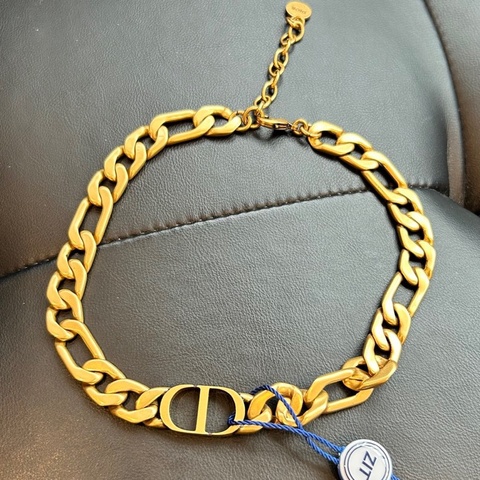 【閒置🆕】Dior 大logo CD 重工粗鏈條 啞光金屬choker 項鏈