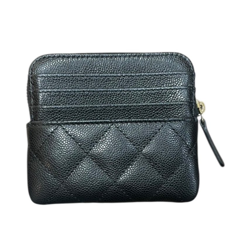 【美收精品】CHANEL黑色荔枝牛皮紋零錢包 4-859-1