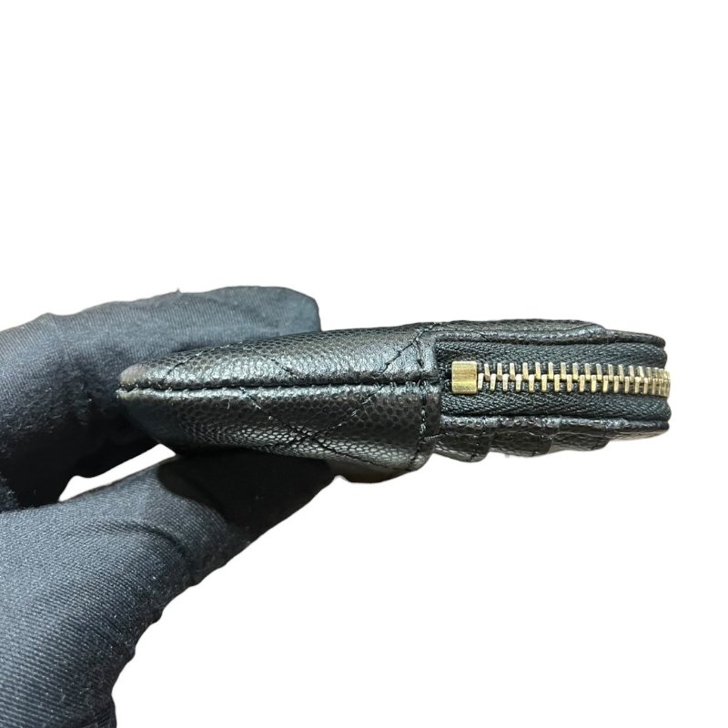 【美收精品】CHANEL黑色荔枝牛皮紋零錢包 4-859-4