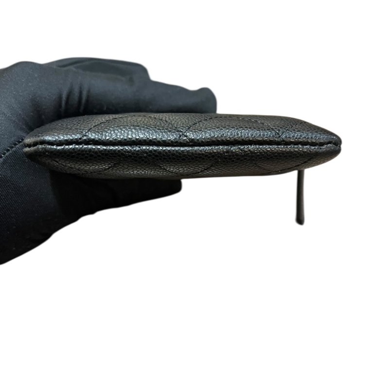 【美收精品】CHANEL黑色荔枝牛皮紋零錢包 4-859-6