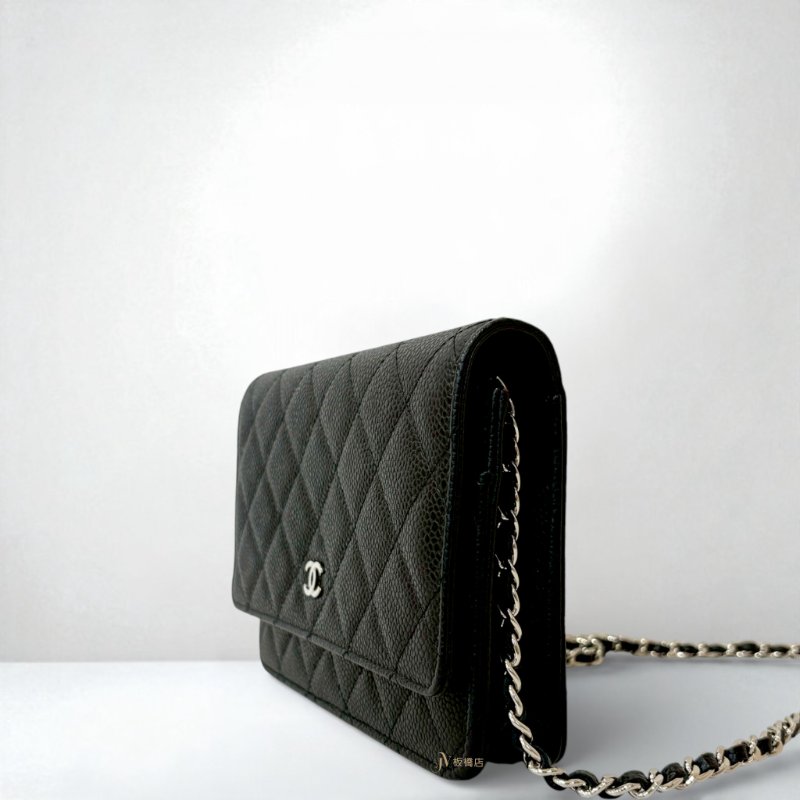 CHANEL包包 黑荔枝皮銀釦WOC-1