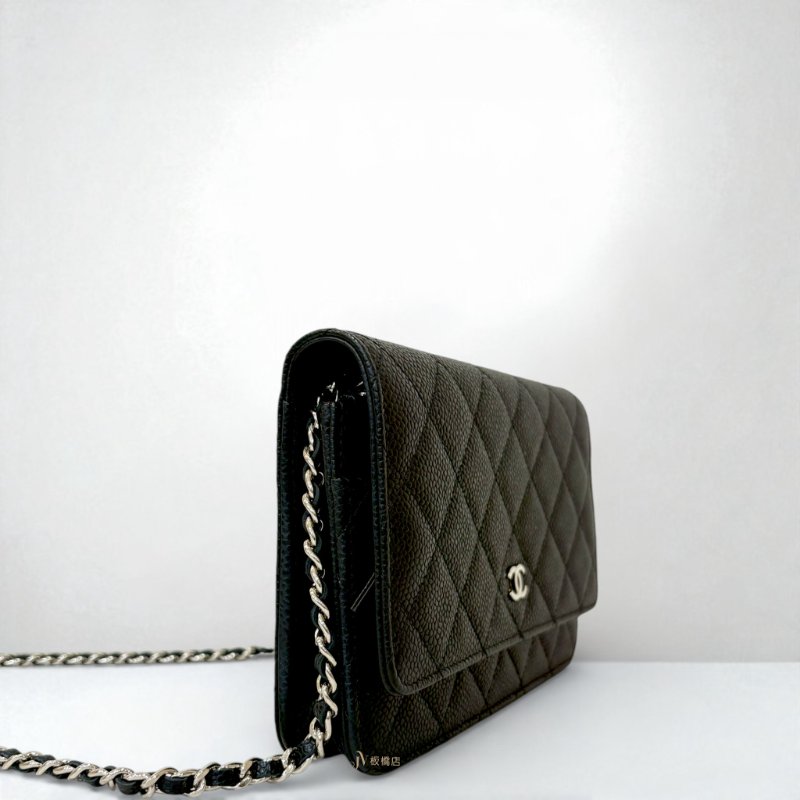 CHANEL包包 黑荔枝皮銀釦WOC-2