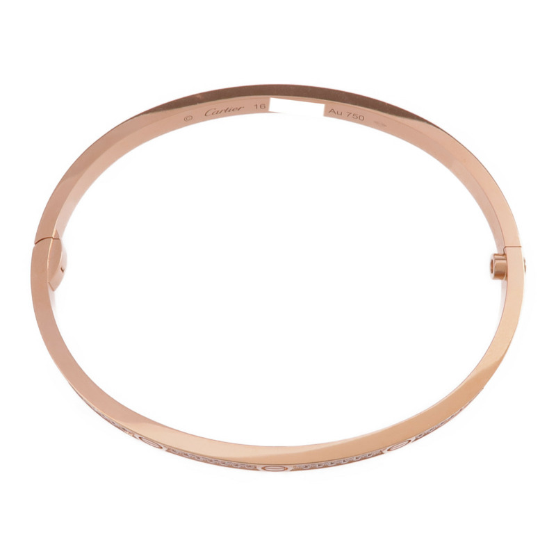 CARTIER 18K玫瑰金Love Bracelet Small Model Full Diamonds鑽石手鐲Cartier#16-3