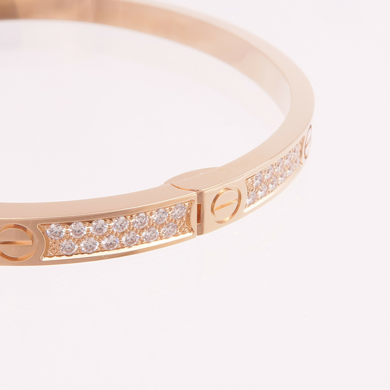 CARTIER 18K玫瑰金Love Bracelet Small Model Full Diamonds鑽石手鐲Cartier#16-5