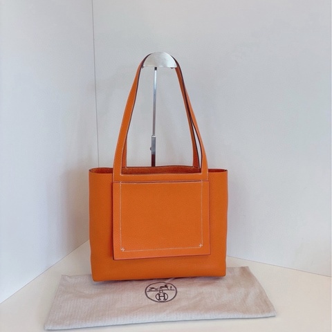 【99新🆕】Hermes Cabasellier 31長肩帶tote全皮托特包 愛馬仕橙🍊Tc皮 U刻 單肩包