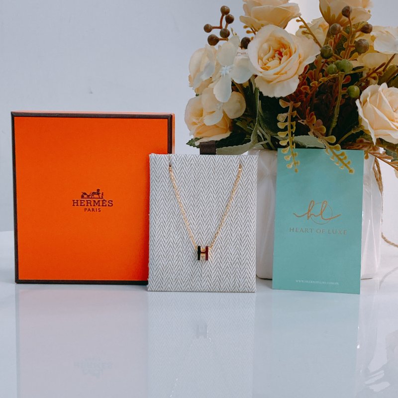 MS0485 Hermes 愛馬仕 迷你 H 雙色 項鍊 棕色拼黑色 金鏈 Mini Pop H Rocabar Necklace Galaxie x GHW-0