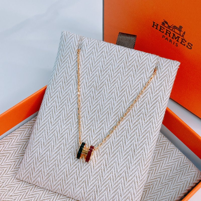 MS0485 Hermes 愛馬仕 迷你 H 雙色 項鍊 棕色拼黑色 金鏈 Mini Pop H Rocabar Necklace Galaxie x GHW-2