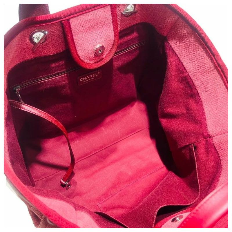 【包稅】CHANEL 粉紅色大棉帆布小牛皮購物手提包 A66941-7