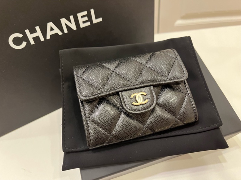 Chanel 黑金荔枝雙層卡夾-0