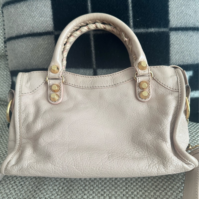 BALENCIAGA巴黎世家奶茶粉金口甜心可手提可斜背機車包小可愛-11