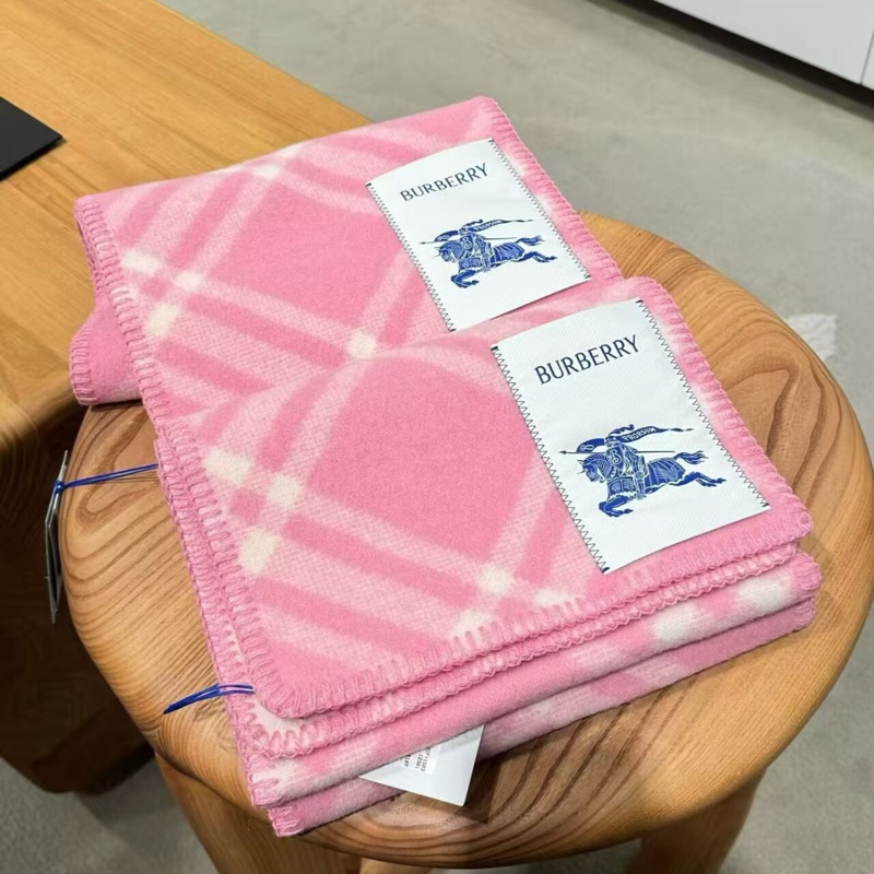 【全新大全套✨歐洲購證✨最網最低價】Burberry博柏利粉色格紋羊毛圍巾-0