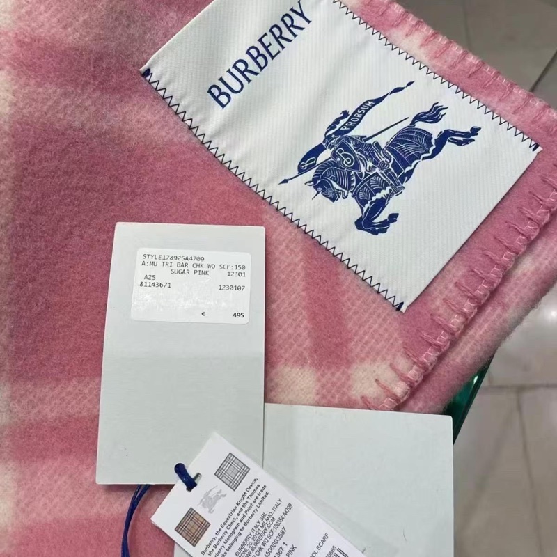 【全新大全套✨歐洲購證✨最網最低價】Burberry博柏利粉色格紋羊毛圍巾-4