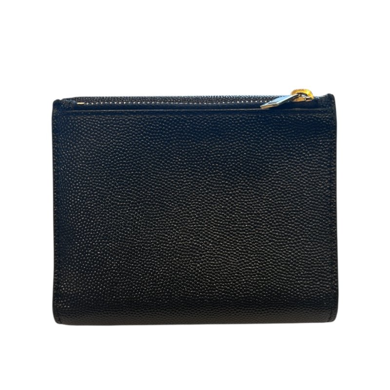 YSL  黑金全皮荔枝紋短夾-1