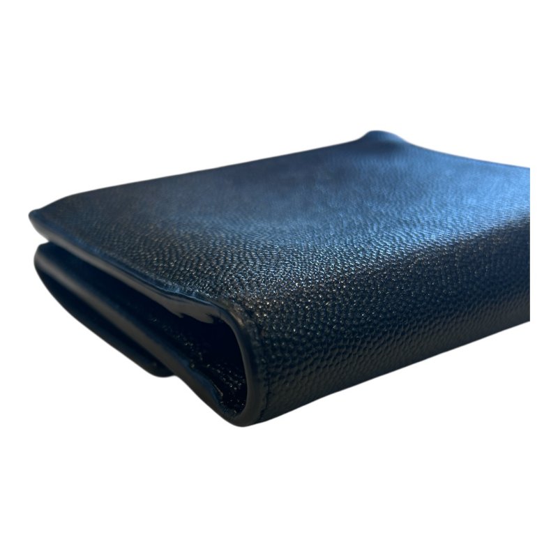 YSL  黑金全皮荔枝紋短夾-4