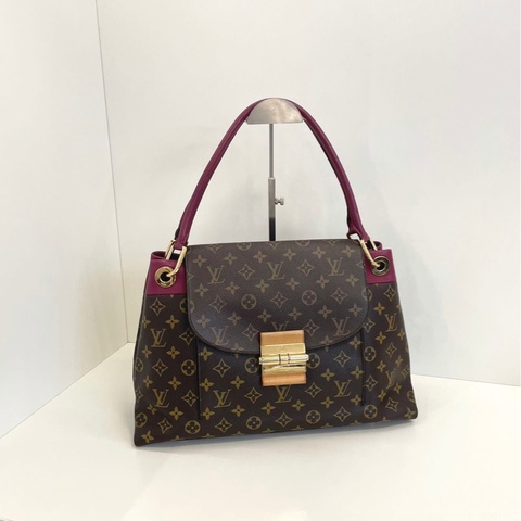 【98新🆕】LV olympe系列 老花拼皮 單肩腋下包 全皮深紫色手提