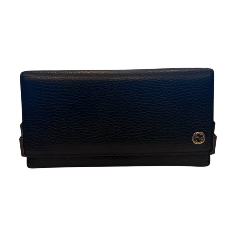GUCCI黑色全皮二折長夾-0