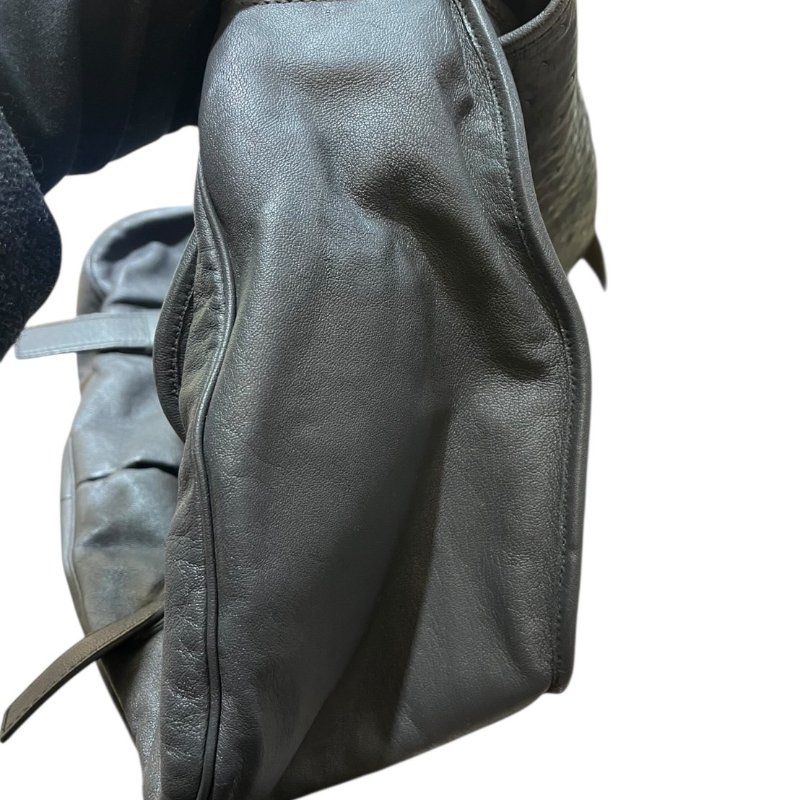 【美收精品】BV 灰色鴕鳥皮拼接肩背包 4-834-3