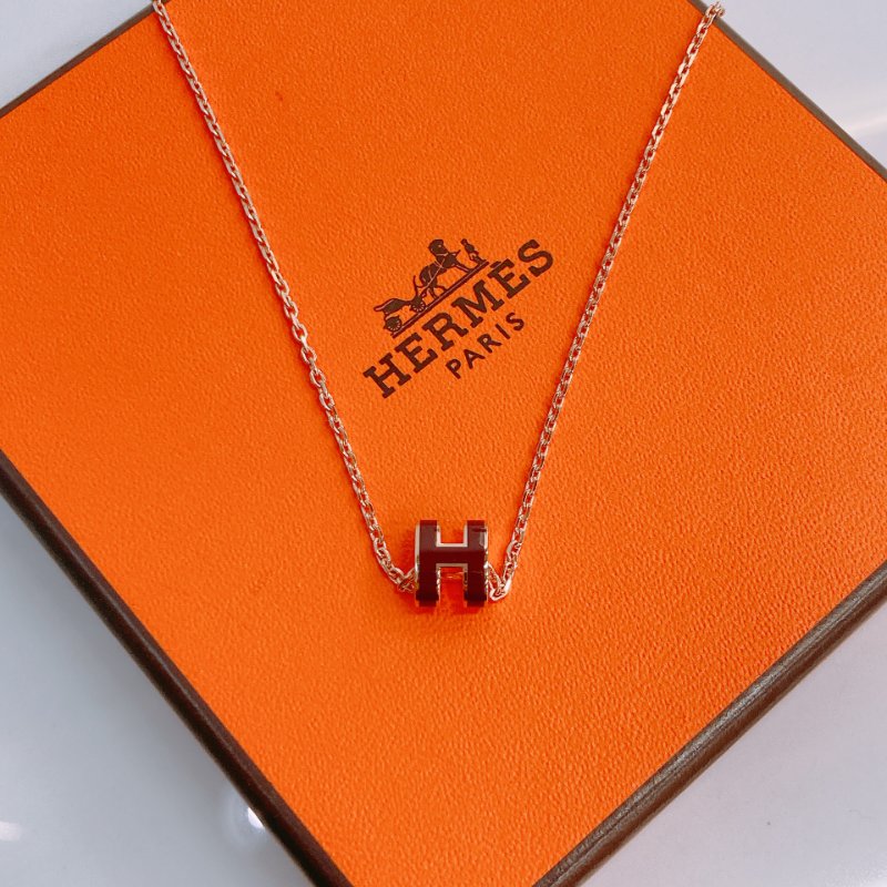 MS0486 Hermes 愛馬仕 迷你 H 項鏈 啡色 玫瑰金鏈 Mini Pop H Necklace Brown x RGHW-4