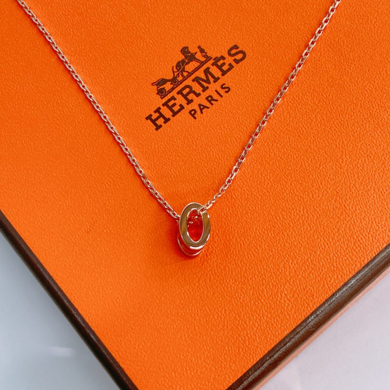 MS0486 Hermes 愛馬仕 迷你 H 項鏈 啡色 玫瑰金鏈 Mini Pop H Necklace Brown x RGHW-5