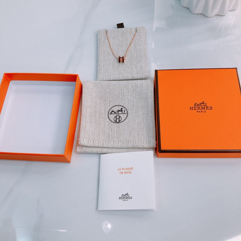 MS0486 Hermes 愛馬仕 迷你 H 項鏈 啡色 玫瑰金鏈 Mini Pop H Necklace Brown x RGHW-10