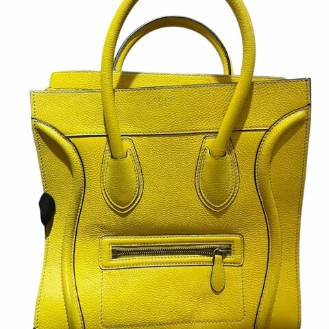 【美收精品】celine黃色冏臉手提包 4-862