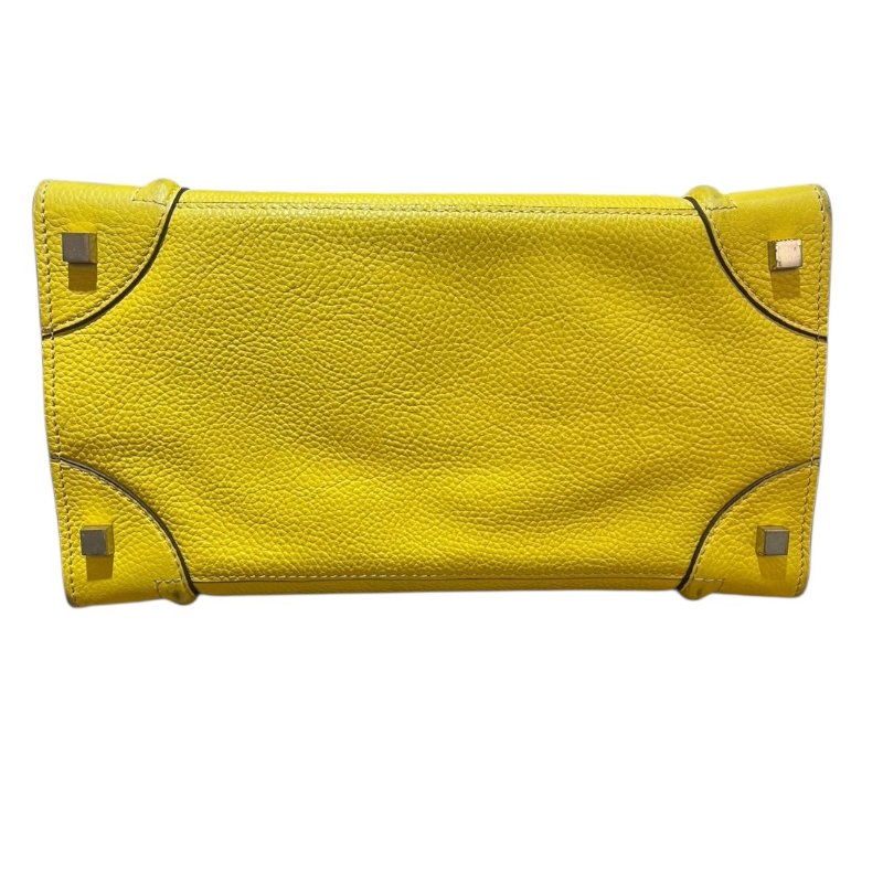 【美收精品】celine黃色冏臉手提包 4-862-4