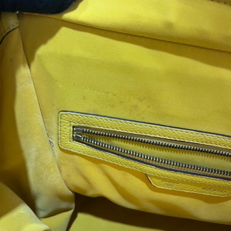 【美收精品】celine黃色冏臉手提包 4-862-7