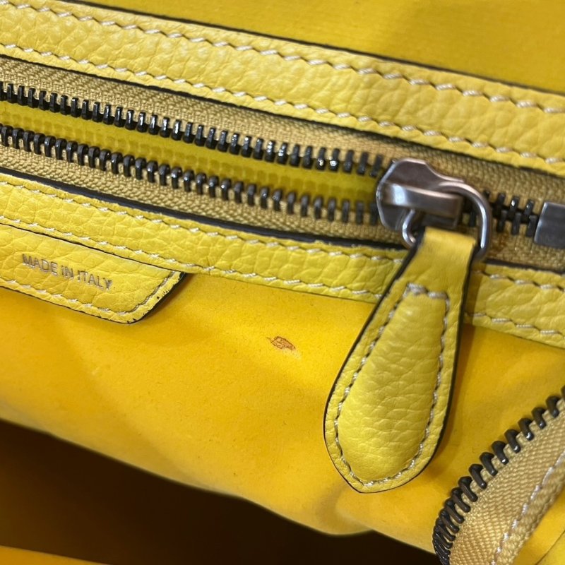 【美收精品】celine黃色冏臉手提包 4-862-15