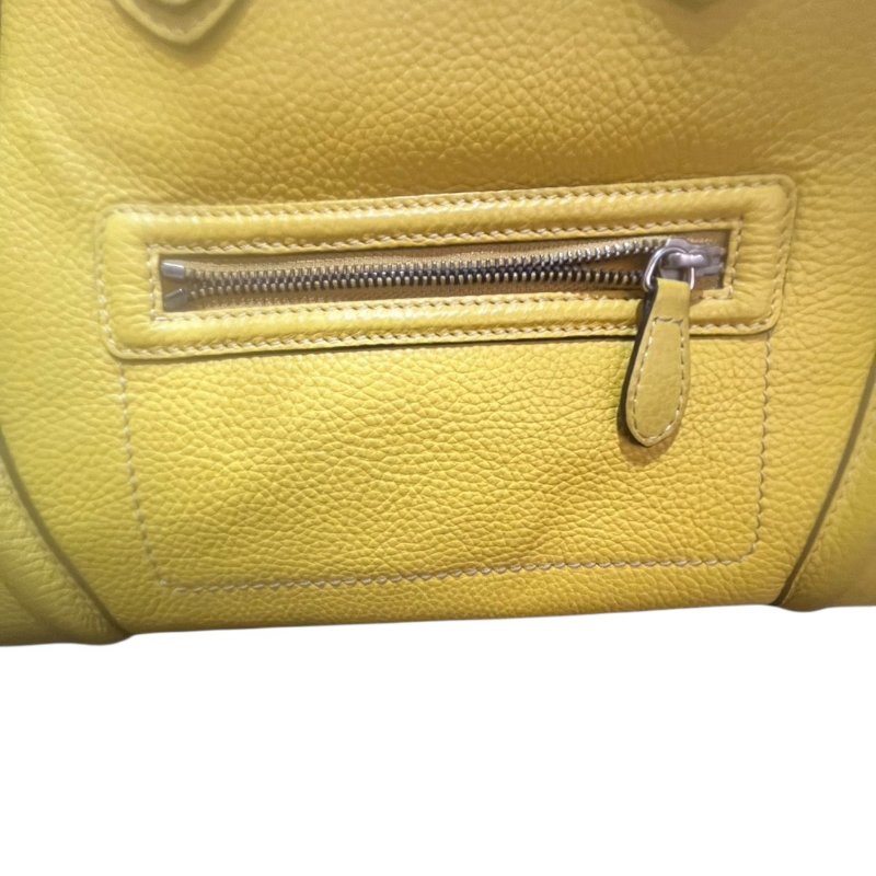 【美收精品】celine黃色冏臉手提包 4-862-20