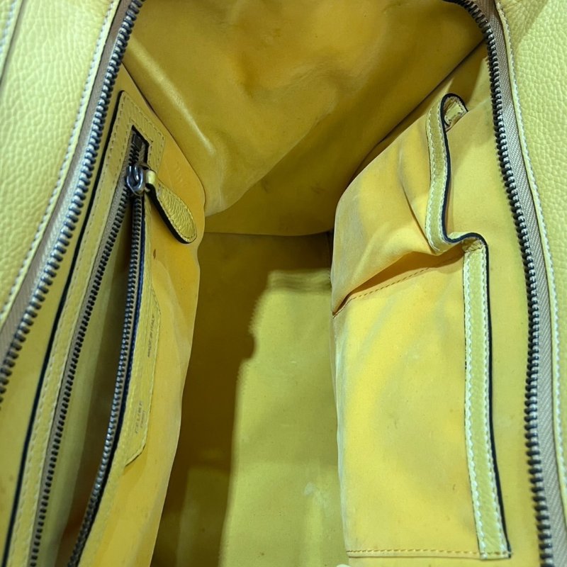 【美收精品】celine黃色冏臉手提包 4-862-21