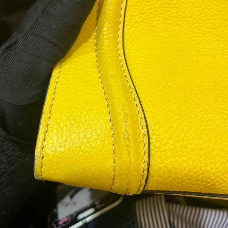 【美收精品】celine黃色冏臉手提包 4-862-23