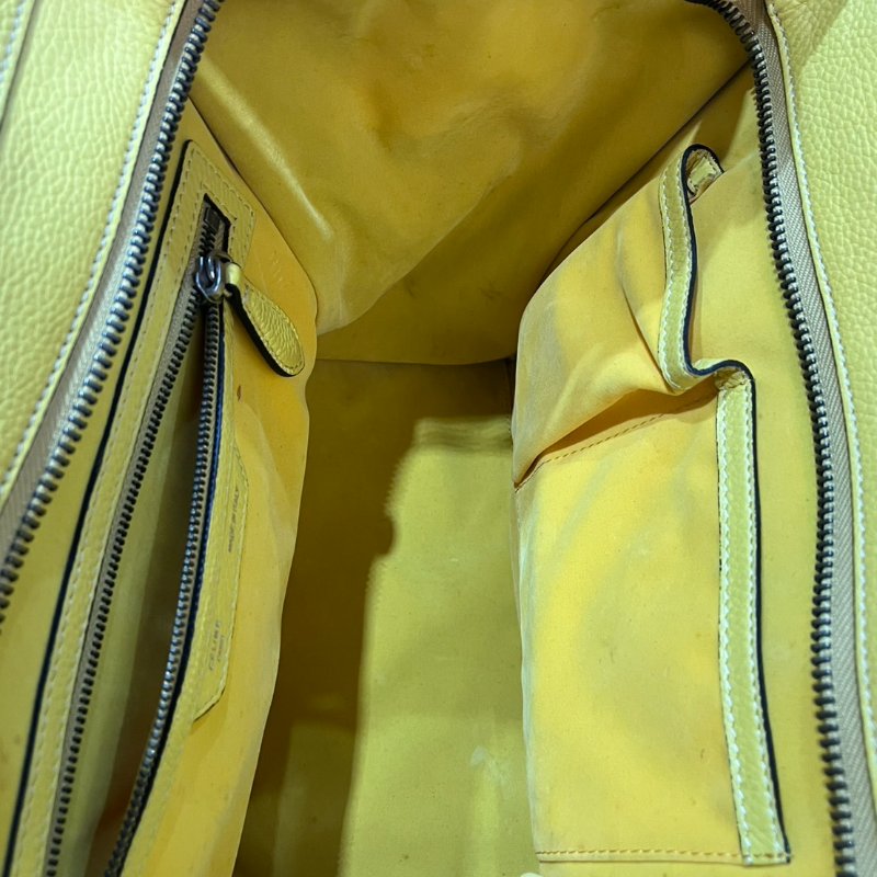 【美收精品】celine黃色冏臉手提包 4-862-24