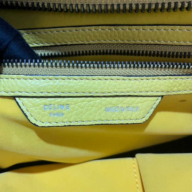 【美收精品】celine黃色冏臉手提包 4-862-25