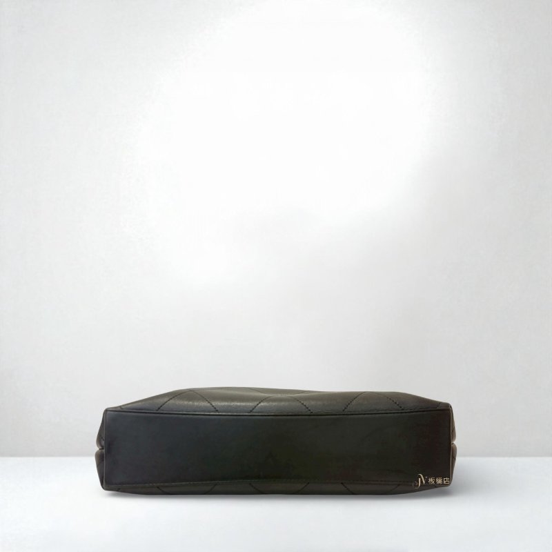 Chanel包包雙C菱格紋黑色牛皮金釦托特包AS2374-4