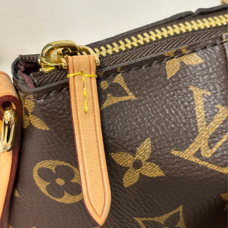 LV M48814 原花字紋老花 拉鍊 手提包肩背包斜背包側背包兩用包水餃包元寶包-9