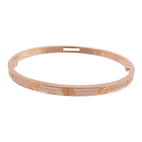 CARTIER 18K玫瑰金Love Bracelet Small Model Full Diamonds鑽石手鐲Cartier#16