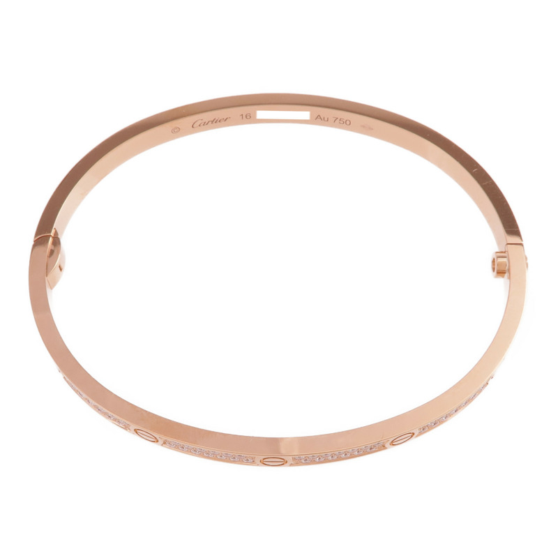 CARTIER 18K玫瑰金Love Bracelet Small Model Full Diamonds鑽石手鐲Cartier#16-3
