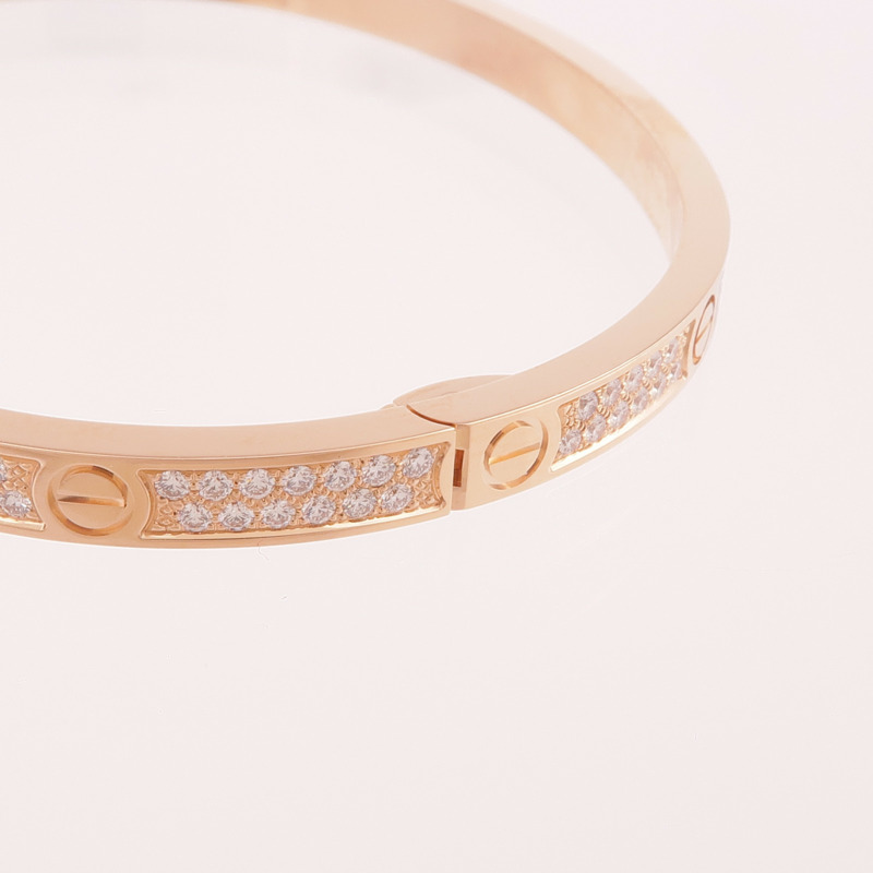 CARTIER 18K玫瑰金Love Bracelet Small Model Full Diamonds鑽石手鐲Cartier#16-6