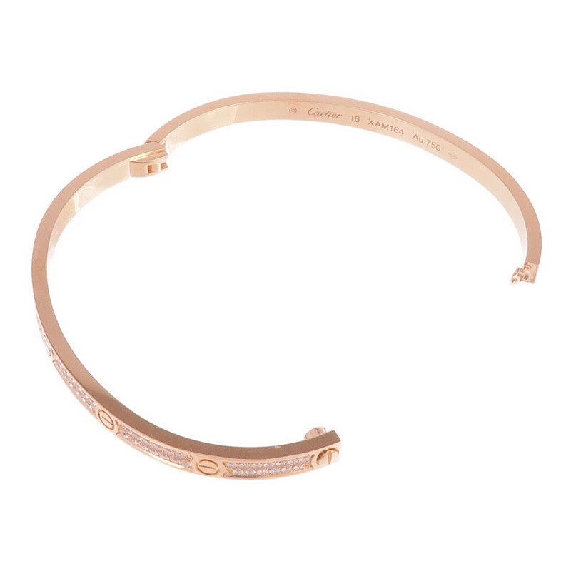 CARTIER 18K玫瑰金Love Bracelet Small Model Full Diamonds鑽石手鐲Cartier#16-7