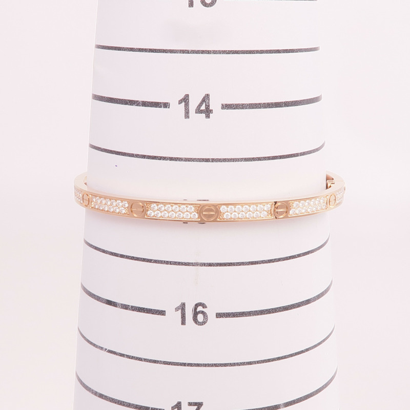CARTIER 18K玫瑰金Love Bracelet Small Model Full Diamonds鑽石手鐲Cartier#16-9