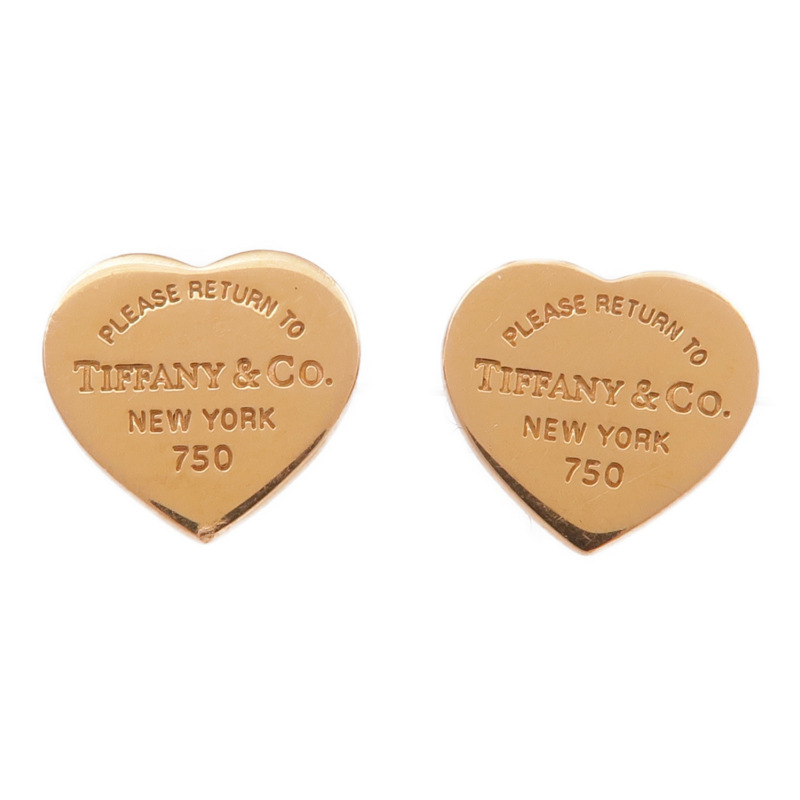 TIFFANY&CO 18K玫瑰金Heart Tag Stud Earrings耳環-0