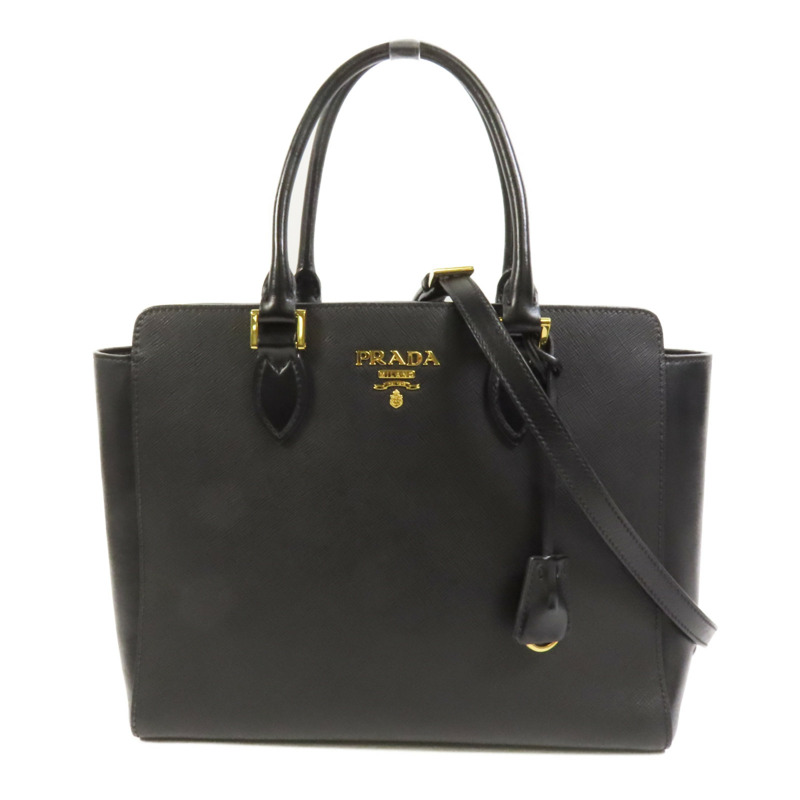 PRADA 牛皮皮革Shoulder Bag金扣手挽肩背兩用袋-0